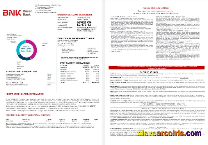 South Korea BNK bank mortgage statement 1-2
